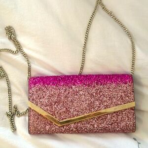 Jimmy Choo glitter leather clutch! One owner smoke free home!
